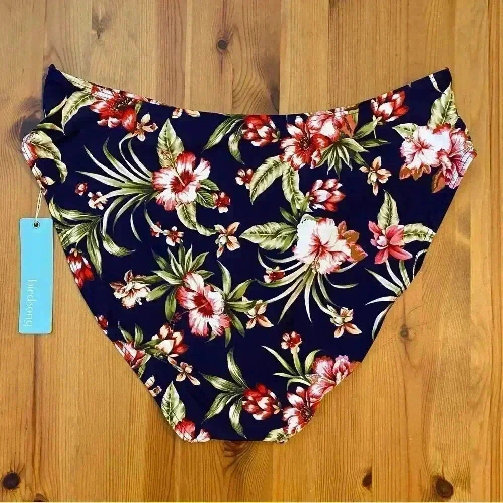 Bare Necessities Birdsong Mid Waist Bikini Bottom Floral Hibiscus Bloom